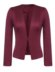 Domple Womens 3 4 Sleeve Collarless No-Buckle Work Short Suit Blazer Jackets