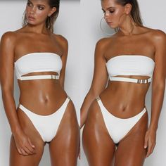 Womens Buckle Padded Push Up Bikini Set Thong Swimsuit Leopard Beach Swimwear TP