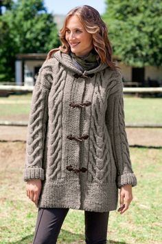 Women's hand knit hooded cardigan cabled cardigan by BANDofTAILORS