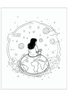 Free Space Alien Coloring Sheet For Adults in 2024 | Space coloring