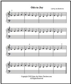 Ode to Joy, easiest version for beginners Beginner Piano Music, Easy Piano Songs, Easy Piano Sheet Music, Violin Sheet Music, Music Sheets, Music Music, Free Music, Orff, Piano Lessons