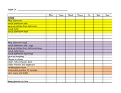 chores list template excel