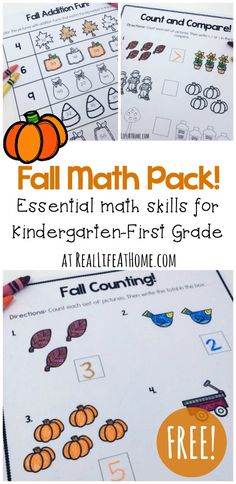 Fun Math Printables Fall Worksheets For First Grade And Kindergarten