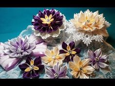 Ribbon flowers:kanzashi from narrow ribbons/Цветы из лент: канзаши из узких лент.МК - YouTube
