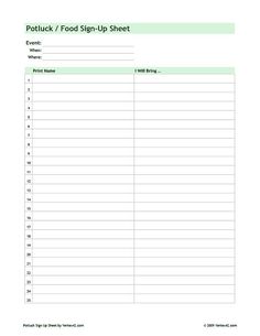free printable potluck sign up sheet pdf from vertex42 com this football sign up sheet