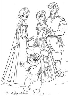 Anna Elsa Kristoff And Olaf Coloring Page KristoffElsa KristoffOlaf