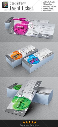 Event Tickets Template VII Ticket template, Event ticket and - party tickets templates Event Tickets Template VII Ticket template, Event ticket and - party tickets templates