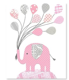 Pink Grey And Yellow Baby Nursery Art Print 8x10 S Gray And Pink Elephant Nursery Wall Art Balloons S Room Decor Baby Shower Gift Toddler Sweet 8 X 10 Or 11 14 Print