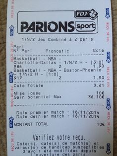 10 idées de Tickets paris sportifs gagnant