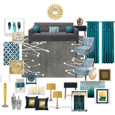 Shades Of Teal And Warm Gray Moody Monday 2 Pick A Paint Color Insane Teal Grey Gold Living Room By Ealfaro814 On Polyvore Featuring Interior Interiors