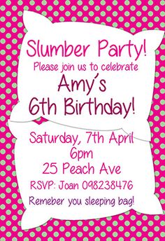 free printable girls slumber party invitations google search