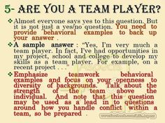 85 best job interview answers images in 2019 interview are you a team player answer