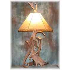 18/" Tall Rustic Single Antler Lamp With Deer Shade Wilcor