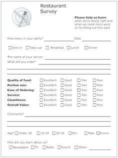restaurant surveys templates