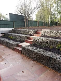 Low Cost gabion stepped retaining walls Cheaper than block stone gabion walls are easy to build http://www.gabion1.co.uk