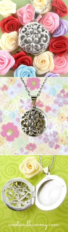 Beautiful Spring Daisies Flowers Glass Pendant Handmade Art Necklace Silver Gift Present