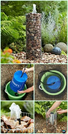 117 Best Diy Fountain Images Garden Water Diy Cage Wire Rock Fountain Instruction Landscaping Ideas Projects