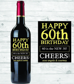 chalkboard birthday wine bottle label custom wine label digital