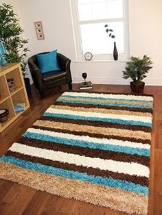 Rug Addiction Hand Tufted Polyester Turquoise And Brown Area Helsinki 1953 Teal Turquoise Blue Brown Beige Modern Stripes Gy Rugs 5 Sizes