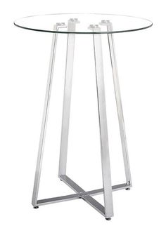 19.5/" Square Bar Table Espresso Painted Tempered Glass and Chrome Base Finish