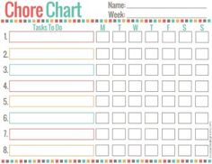 childrens chore list printable