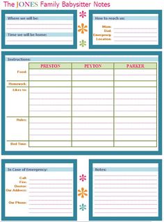 overnight babysitter checklist