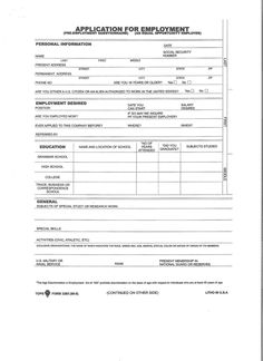 sample generic application for employment sample employment application form