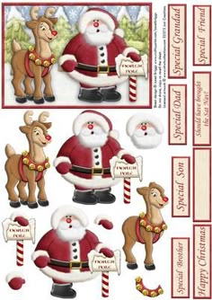 Crafts Vintage Santa Christmas Glossy Finish Card Making Topper