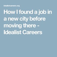 finding a job in a new city