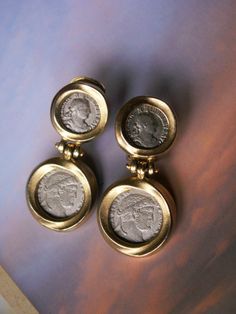 309 Best Vintage Earrings Images On Pinterest In 2018 Vintage Ben Amun Roman Coin Clip On Dangle Earrings Designer Signed Matte Finish Runway Statement