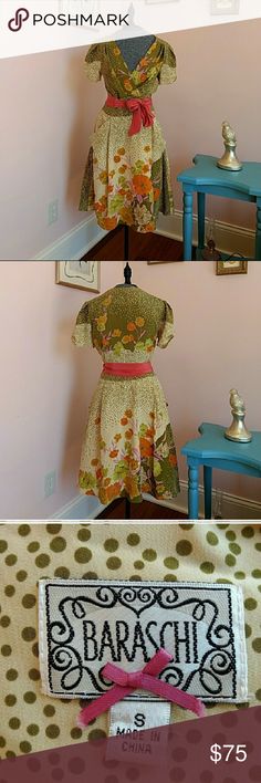 Moon River Cream Cotton Nightdress with an Orange Trim and Floral Motif BNWT
