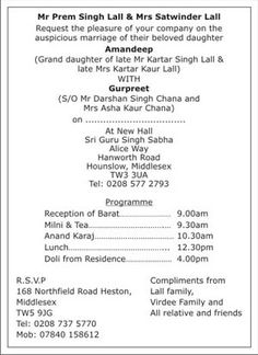 sikh wedding invitation wordings sikh wedding wordings sikh wedding