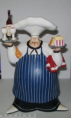 Vintage Resin Chef Hanging Wall Clock Dining Room Walls Jennifer Garant Fat Chef Chefs Wine Collectible Figurine Cute New Kitchen Decor