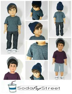 18/" doll clothes-fits American Girl Boy My Life-T-Shirt//Shorts-Black Batman