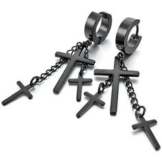 Magn/étiques Noir Cercle Blanc Pentagramme Etoile Fake Piercing Boucles doreilles Homme Femme Bouchon doreille