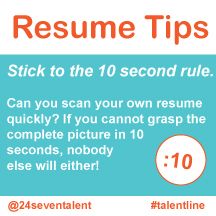 resume tip quick resume tip 10 second rule a winning resume