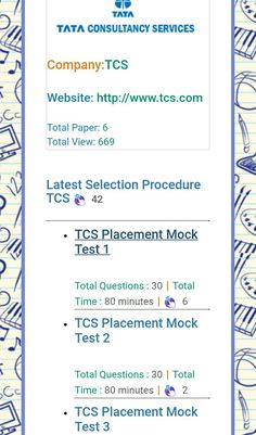 tcs latest selection procedure and online mock test and placement papers technical interview questions and