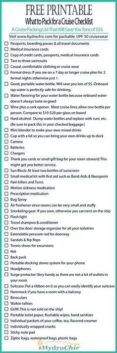 Free Printable Caribbean Cruise Packing List Pinterest Cruise