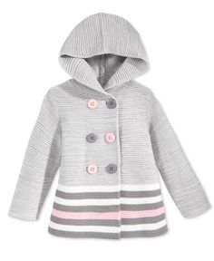 NWT First Impressions Baby Girls Double-breasted Hooded SWEATER Coat Jacket 24 M