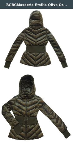 BCBGMAXAZRIA Emilia Olive Green Down Puffer