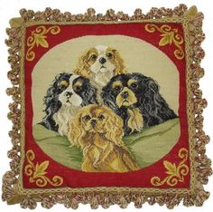 Springer Spaniel Dog Needlepoint Pillow 10/"x10/" NWT
