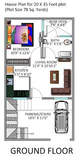 1 BHK Floor Plan for 20 x 40 Feet plot 801 Square Feet