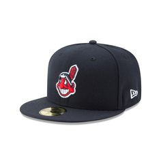 Black//White New Era 59Fifty Cleveland Indians /"C/" Fitted Hat Men/'s MLB Cap