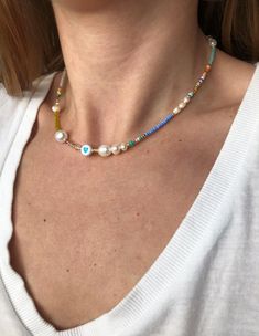 Tiger eye necklace natural stones gold filled baroque stones chips woman Gold-Filled woman chain 14 k jewel gift woman France
