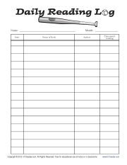 reading log printable
