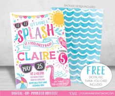 16 best pool party birthday invitations images on pinterest pool