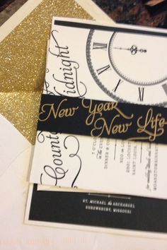 lisa paul s gold new year s eve wedding invitations happy new