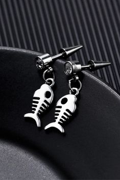 ChicSilver 925 Sterling Silver Men Women CZ Stud Earrings Cute Skull Studs Gothic Cool Statement Skeleton Jewelry