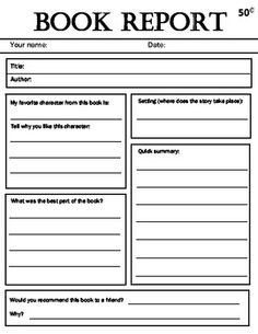 book report printable