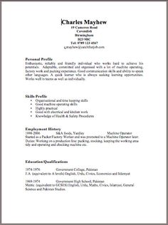 cv english example word